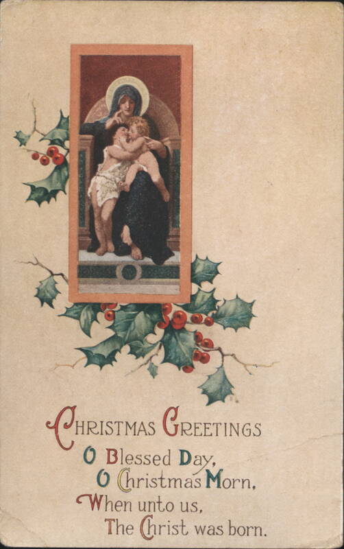 Madonna and Child Christmas Greetings, Holly Branches