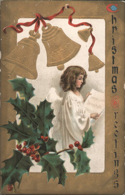 Christmas Angel Reading Music with Bells and Holly
