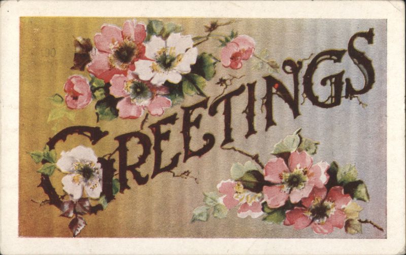 GREETINGS with Pink and White Blossoms