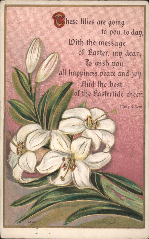 Easter Lilies with Poem by Mary C. Low Flowers