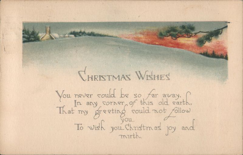 Christmas Wishes Snowy Landscape with Cabin and Poem