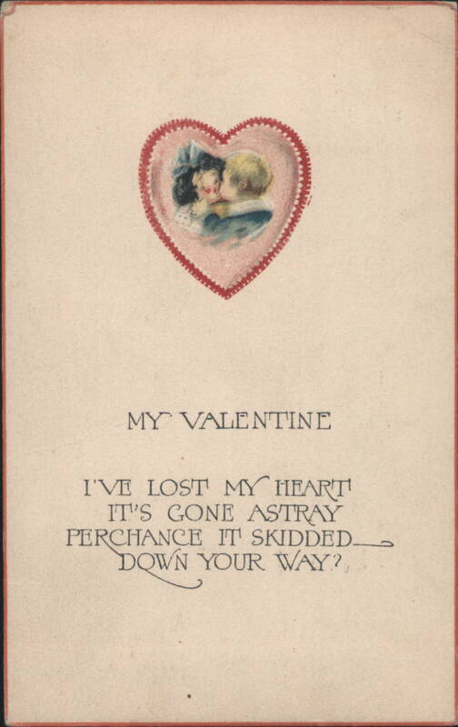 Valentine's Day Children Kissing in Heart with Poem 'I've Lost My Heart'