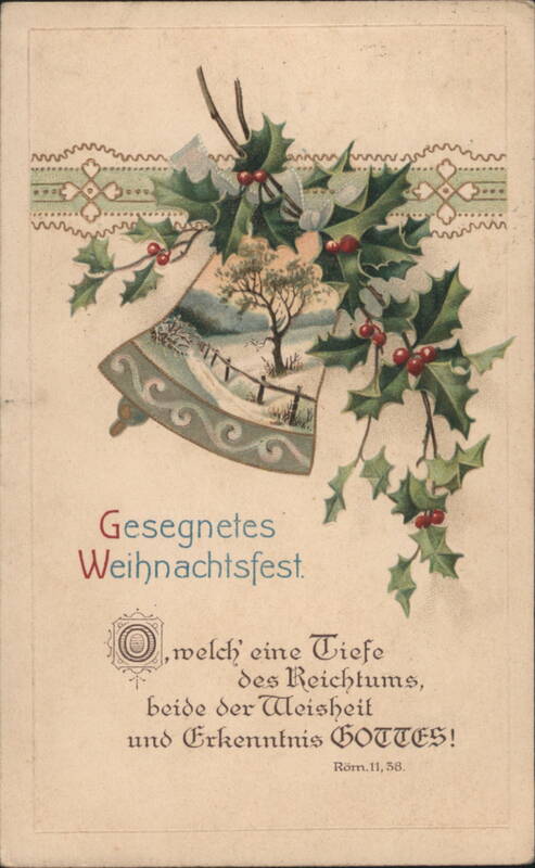 Christmas Bell with Winter Scene & Holly, Gesegnetes Weihnachtsfest