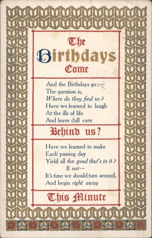 The Birthdays Come Poem, Reflective Birthday Greeting