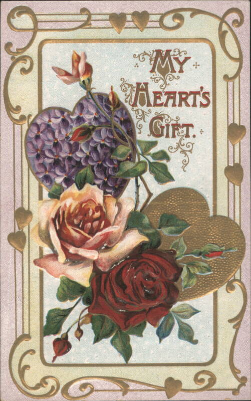 My Heart's Gift with Roses and Hearts Flowers