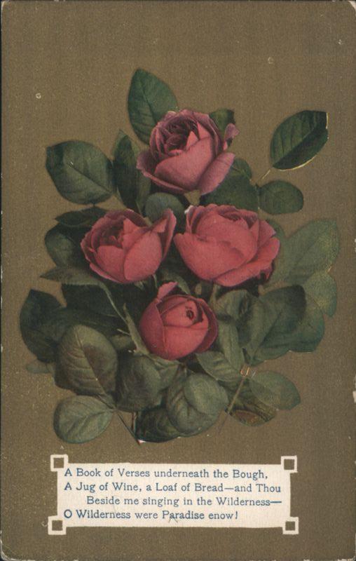 Red Roses Bouquet with Omar Khayyam Rubaiyat Quote