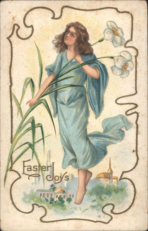 Easter Joys Woman with Daffodils and Spring Landscape
