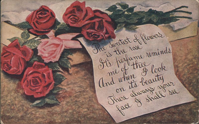 Red Roses with Sentimental Poem Flowers