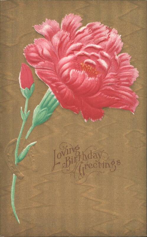 Red Carnation Flower with Bud, Loving Birthday Greetings