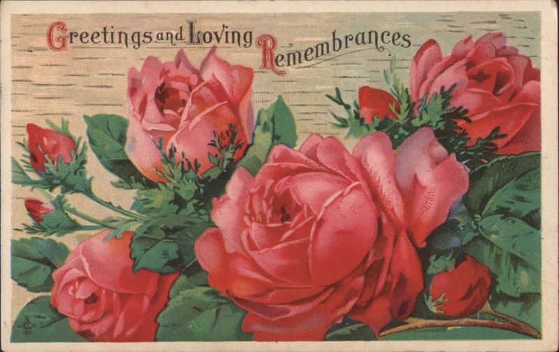 Greetings and Loving Remembrances Pink and Red Roses