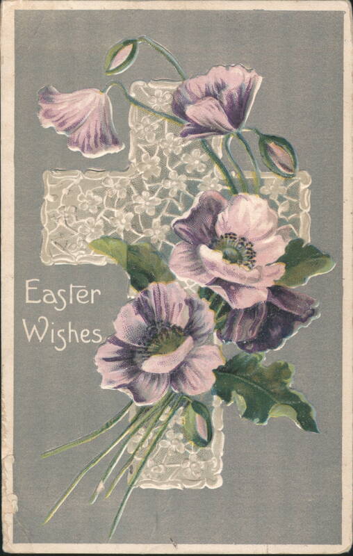 Easter Wishes Poppies on Lace Cross Crosses