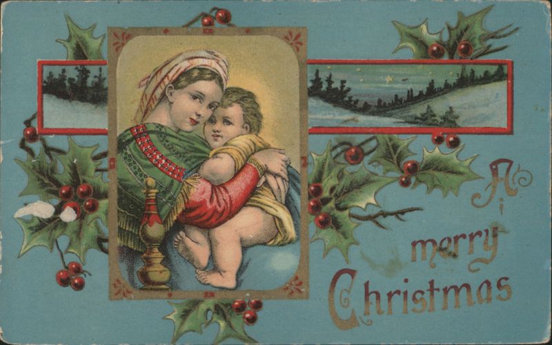 Madonna and Child with Holly, A Merry Christmas Madonna & Child