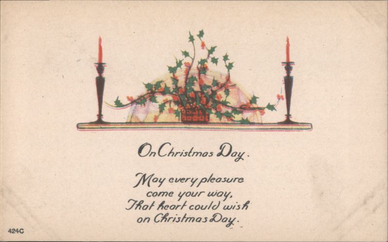 On Christmas Day Greeting with Candles and Holly
