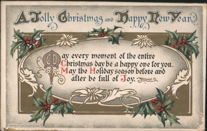 A Jolly Christmas and Happy New Year Holly Greetings