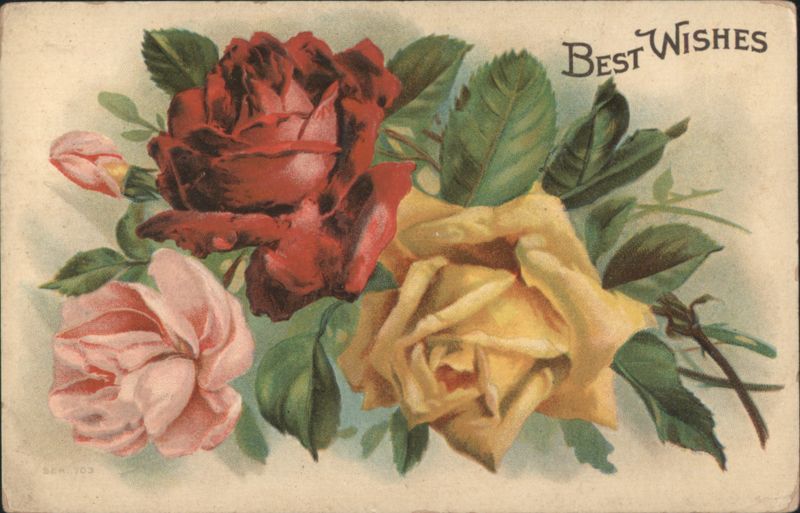 Best Wishes with Red, Yellow, and Pink Roses Bouquet