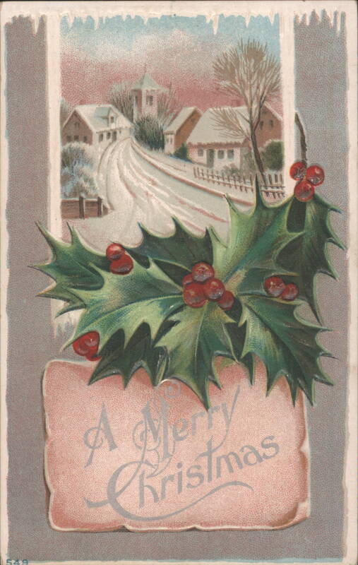 A Merry Christmas with Holly and Snowy Village