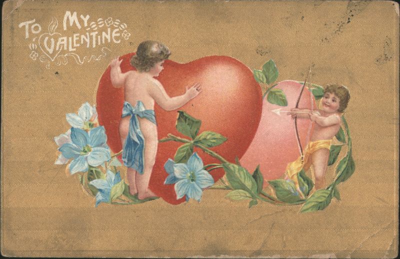 Cupids with Bow and Arrow and Heart for Valentine