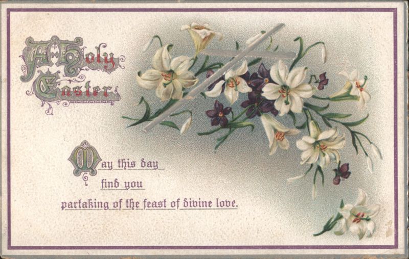 Happy Easter Lilies and Flowers Greeting
