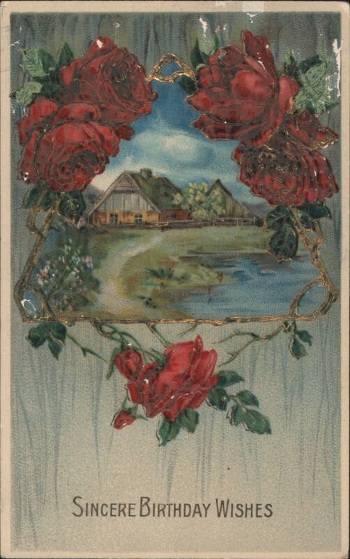 Sincere Birthday Wishes with Red Roses and Countryside Scene