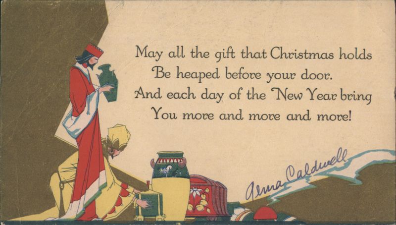 Art Nouveau Three Wise Men Christmas & New Year Greeting by Alma Caldwell