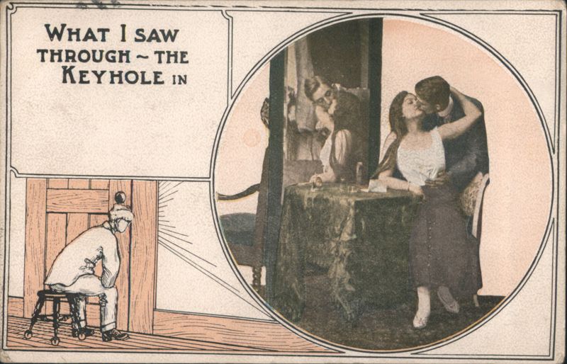 What I Saw Through The Keyhole: Man Peeks at Kissing Couple