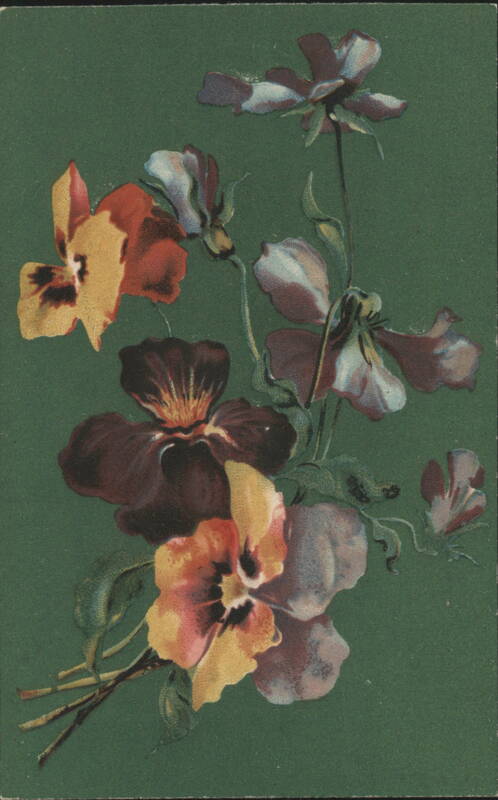 Colorful Pansies and Flowers Bouquet, Printed in Germany
