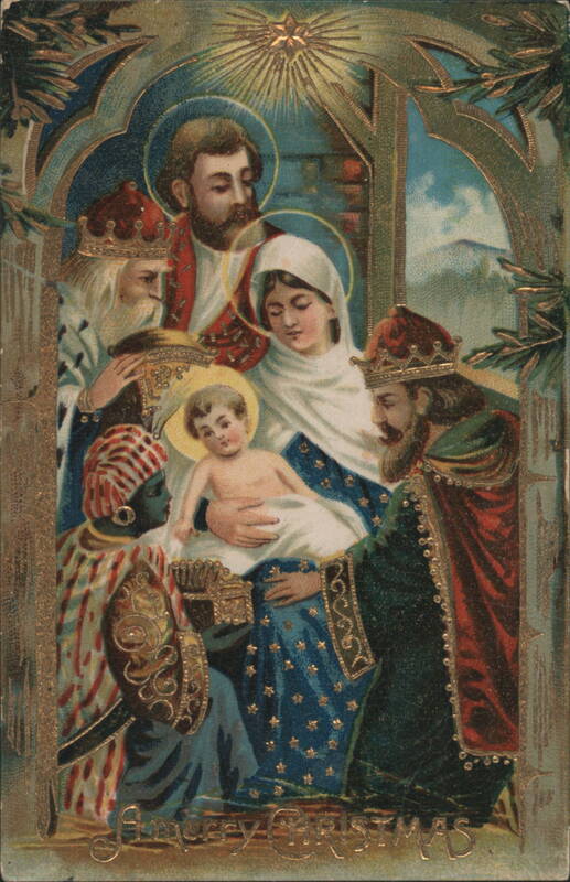 Madonna & Child Jesus with Three Wise Men, Nativity Scene, A Merry Christmas
