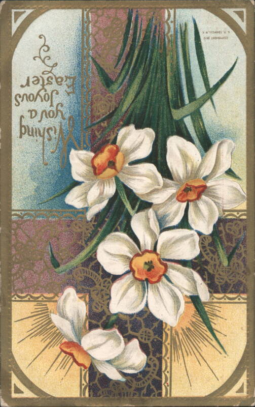Wishing You a Joyous Easter with Daffodils Flowers