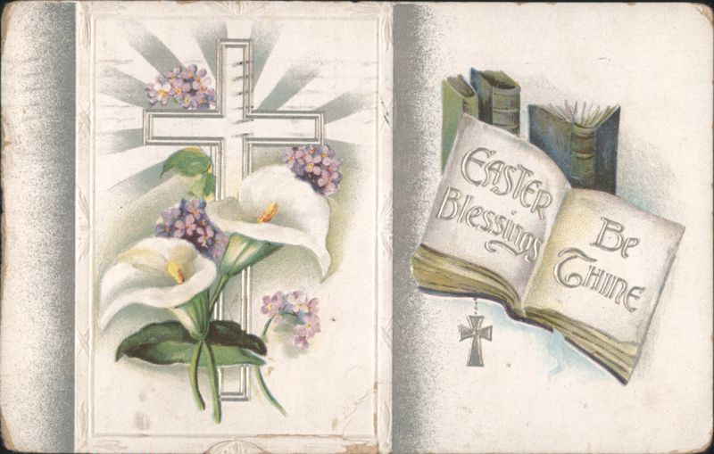 Easter Blessings with Cross, Lilies & Books Crosses