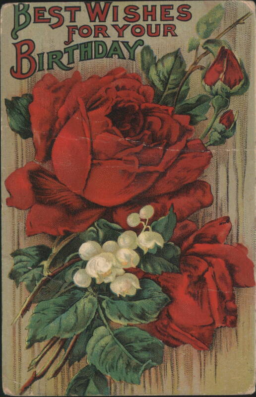 Best Wishes for Your Birthday Red Roses and White Flowers