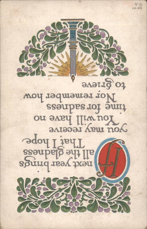 New Year's Greeting with Hopeful Poem, Candle, and Floral Design