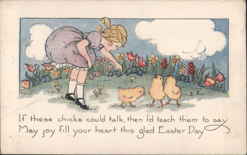 Little Girl with Chicks and Easter Day Poem