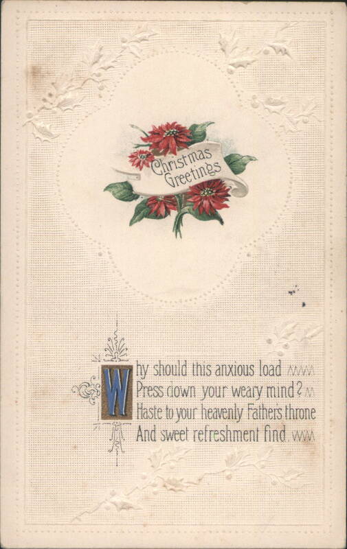 Christmas Greetings with Poinsettias and Poem
