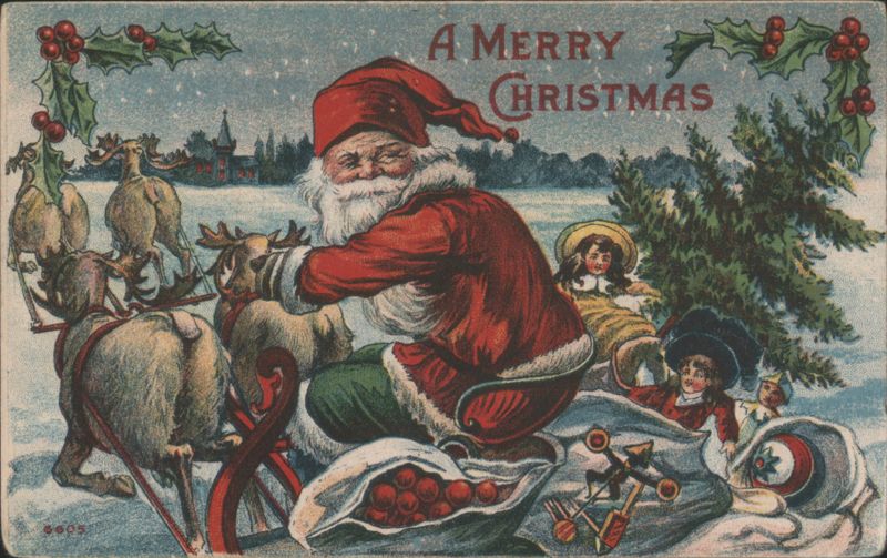 Santa Claus Sleigh Ride Delivering Toys, A Merry Christmas