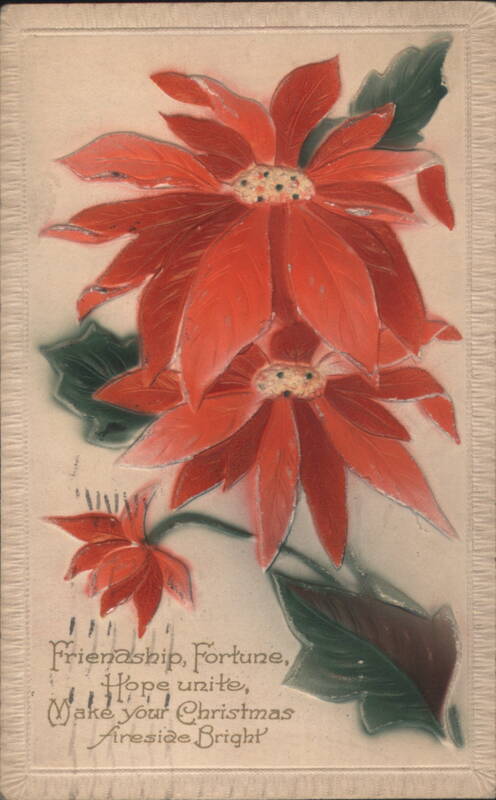 Red Poinsettias with Christmas Greeting Poem Flowers