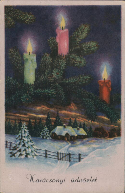 Christmas Candles, Snowy Village, Karácsonyi üdvözlet