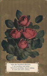 Red Roses Bouquet, Heartiest Affection Greeting Postcard