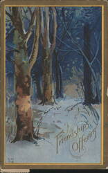 Snowy Forest Winter Scene, Friendships Offering Postcard