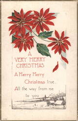 Poinsettias with Christmas Greeting, Mona, Minnesota Postcard