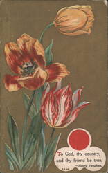 Tulips with 'To God, thy country, and thy friend be true' quote Postcard