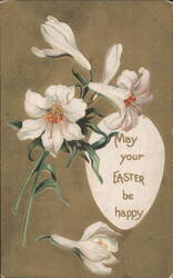 Easter Lilies with 'May your Easter be happy' Greeting Postcard