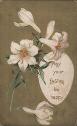 May Your Easter Be Happy Lilies Greeting Postcard