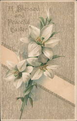 A Blessed and Peaceful Easter Greeting with White Lilies Postcard
