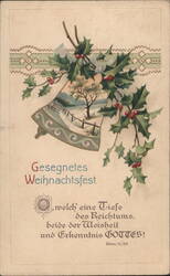 Christmas Bell with Winter Scene & Holly, Gesegnetes Weihnachtsfest Postcard