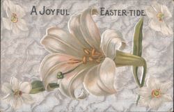 A Joyful Easter-Tide with White Lilies and Flowers Postcard