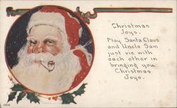 Santa Claus and Uncle Sam Vie to Bring Christmas Joys Postcard