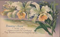 Easter Joys with White Lilies and Sunshine Postcard