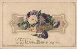 Happy Birthday Flowers in Basket Postcard