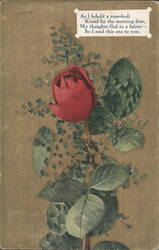 Red Rose-bud with Sentimental Poem Postcard