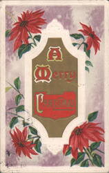 A Merry Christmas Poinsettias Greeting Postcard